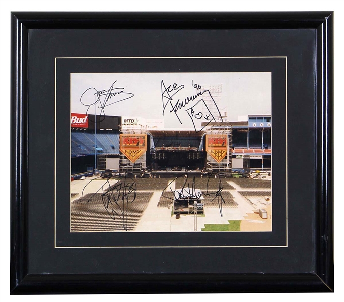 KISS Tiger Stadium Concert Stage Production Photo Signed Gene Simmons Paul Stanley Peter Criss Ace Frehley 1996 Alive Worldwide Reunion Tour