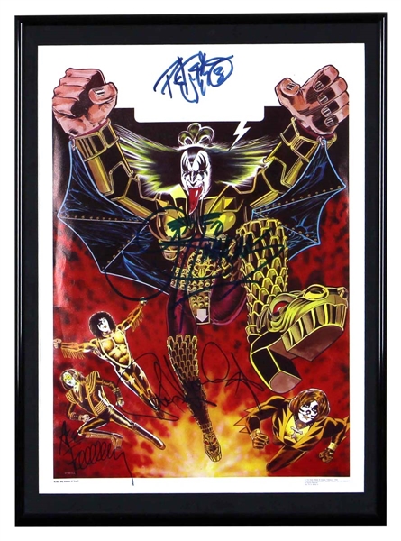 KISS Destroyer Animated Superheroes Poster 1979 Signed in 1979 by Gene Simmons Ace Frehley Paul Stanley Peter Criss Vintage Autographs