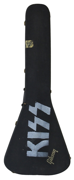 KISS Paul Stanley 1975 / 1976 Gibson Flying V Guitar Case with Kiss Warehouse Inventory Barcode - purchased from 2001 Official Kiss Auction