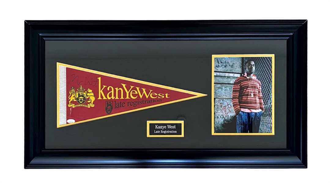 Kanye West Signed 2005 Late Registration Roc A Fella Records Pennant JSA