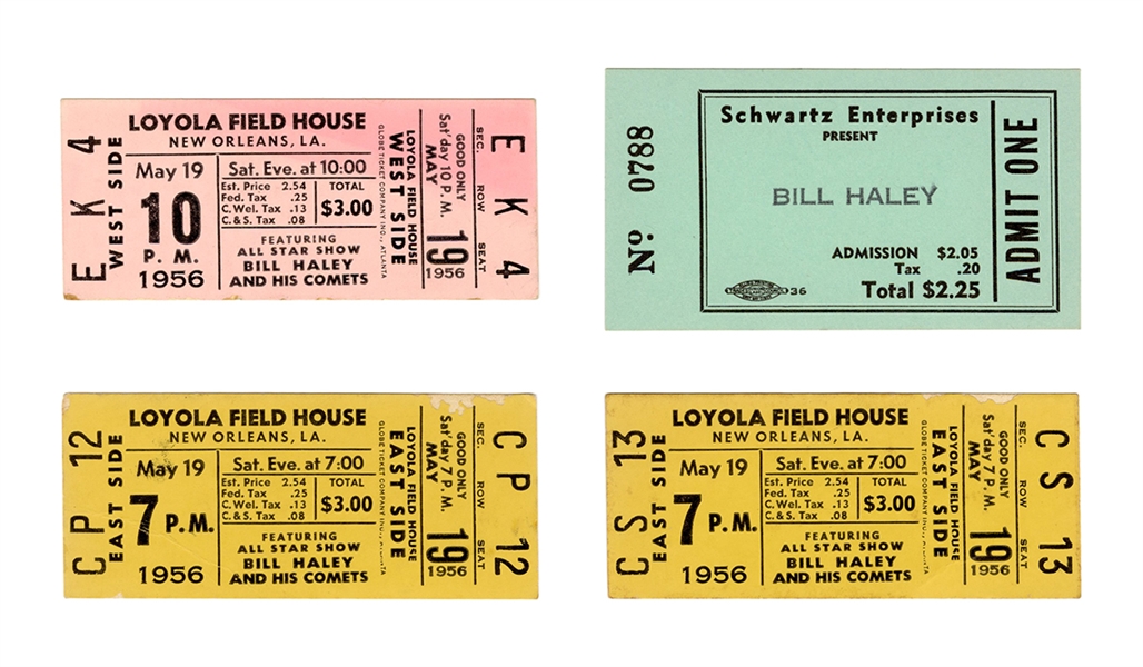 Lot of 4 Rare 1950s Bill Haley Full Concert Tickets