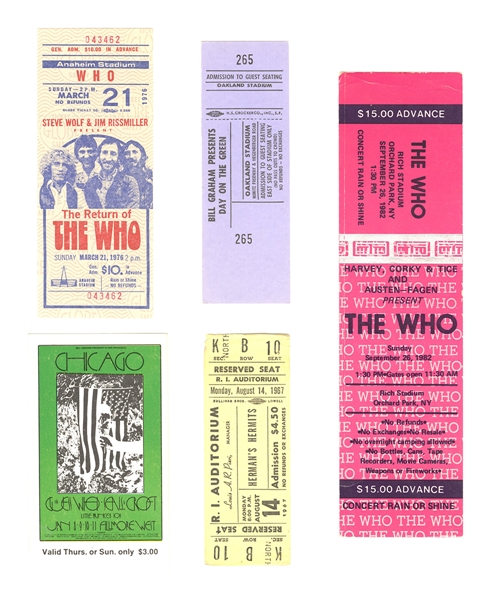 Lot of 10 Concert Tickets Featuring 8 The Who Tickets