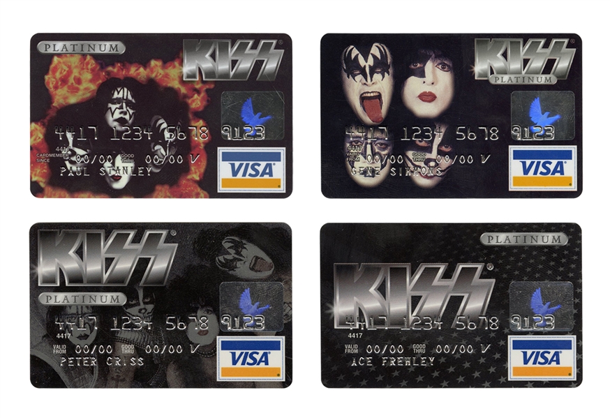 KISS Alive Worldwide Reunion Tour 1997 Visa Credit Card Promotion Design Band Member Master Sample Cards Set Gene Ace Paul Peter