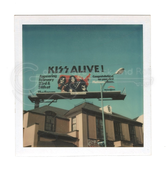KISS Original Vintage Polaroid Photo taken by Ace Frehley of The Alive Billboard on Sunset Blvd Advertising the Upcoming LA Forum Concerts