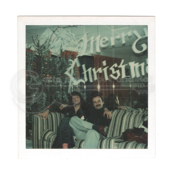 KISS Original Vintage Polaroid Photo Ace Frehley and Bill Aucoin in Aces apartment Christmas Time in New York 1976 formerly owned by Ace Frehley