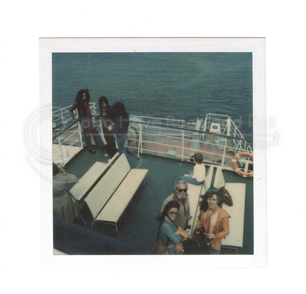 KISS Original Vintage Polaroid Photo taken by Ace Frehley in Europe 1976 Gene Simmons Paul Stanley Peter Criss Lydia Criss on Ferry Boat