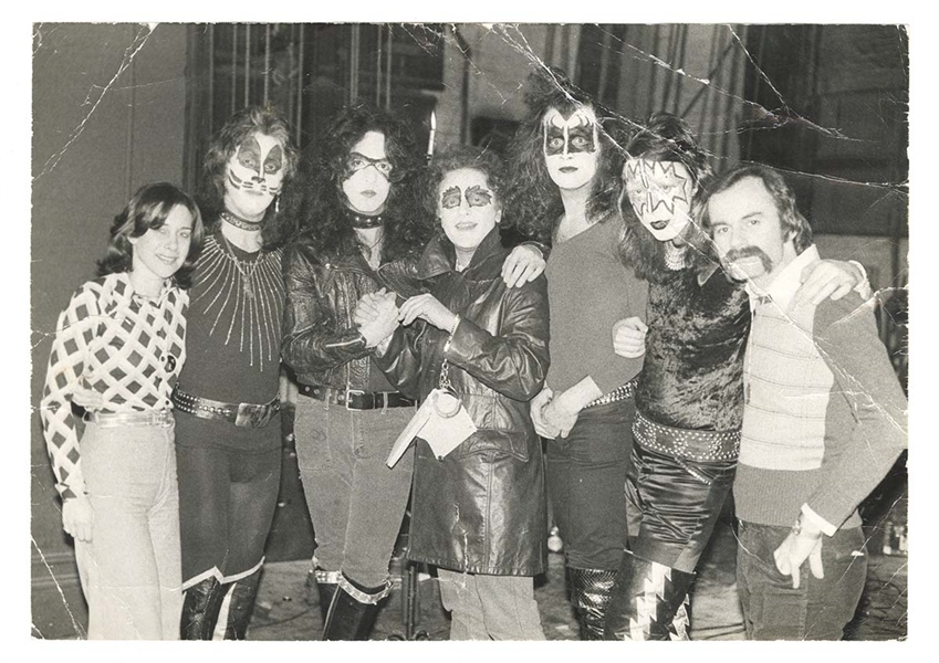 KISS 1973 Contract Signing Publicity Press Promo Photo w/ 1973 Bob Gruen Copyright Stamp On Back -- formerly owned by Ace Frehley
