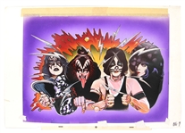 KISS Unmasked Album 1980 Album TV Commercial Production Artwork Before Band Member Held Masks were Layered into the Design