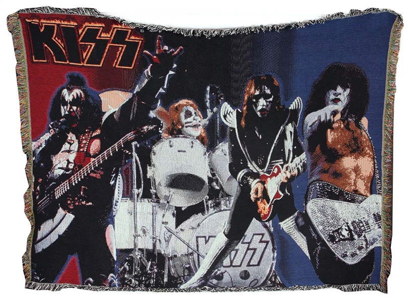 KISS In Concert Collage Prototype Woven Tapestry Throw Blanket 2000 Unused (Only One Known To Exist) Gene Ace Peter Paul