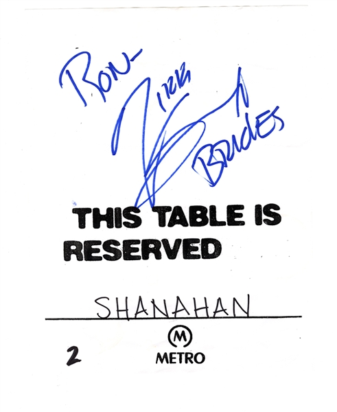 Nikki Sixx Signed & Inscribed Table Reservation Paper