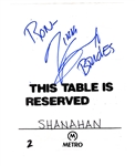 Nikki Sixx Signed & Inscribed Table Reservation Paper