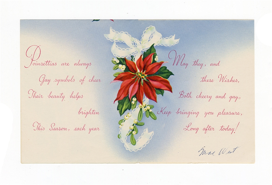 May West Signed Christmas Card