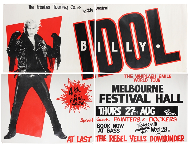 Billy Idol Concert Poster For Melbourne Festival Hall 1987