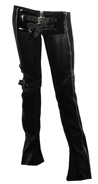 Shakira Stage Worn Custom Made Black Leather Pants From 2002 “Tour of the Mongoose”