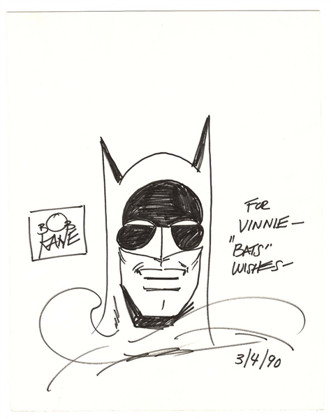 Bob Kane Oversized Batman Artwork Signed 