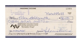 Madonna Handwritten and Signed Check 