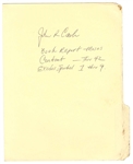 Johnny Cash Signed Handwritten Note 