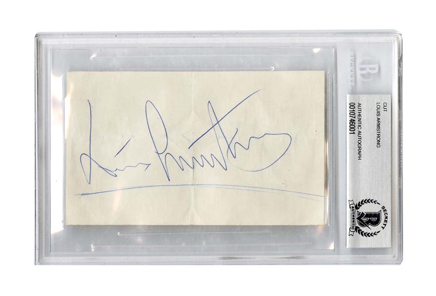 Louis Armstrong Beckett Slabbed Vintage Signature