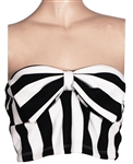 Miley Cyrus Owned & Worn Black and White Striped Tube Top with Bow