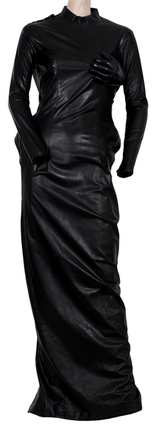 Lady Gaga Japanese TV Interview Worn Custom Long Black Sculpted "Hand on Breast" Dress