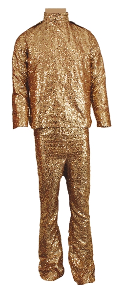 Prince Stage Worn and Personally Owned Gold Sequin Two-Piece Outfit