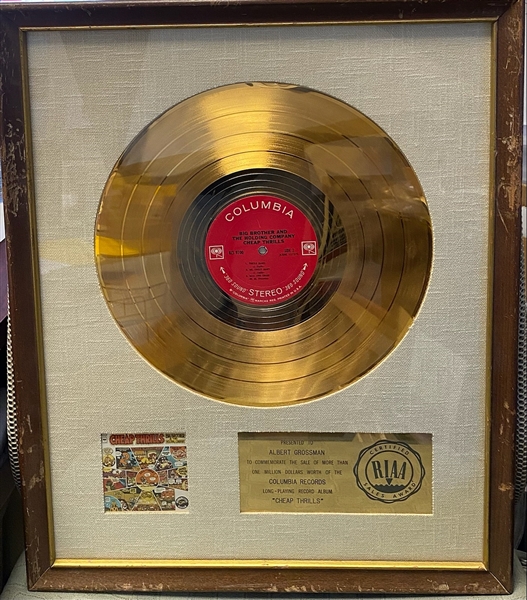 Big Brother and The Holding Company (Janis Joplin) Original RIAA White Matte Gold Album Award Presented to Albert Grossman
