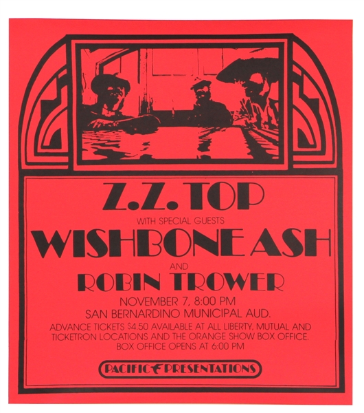 ZZ Top Wishbone Ash November 7 Red Concert Poster