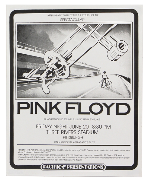 Pink Floyd Three Rivers Stadium Concert Poster (Pacific Presentations, 1975)