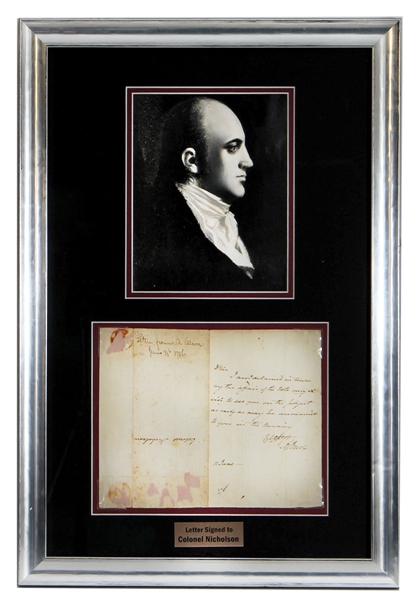Aaron Burr 1796 Handwritten & Signed Letter