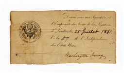 Washington Irving Signed Promissory Note