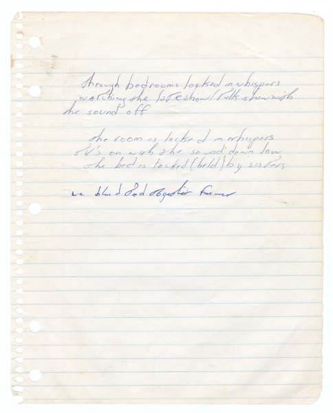 Bruce Springsteen Original Handwritten "Jungleland" Working Lyrics JSA