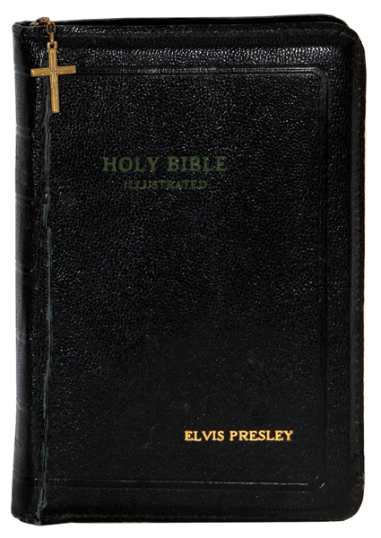 Elvis Presley Owned & Used Holy Bible With Name Embossed in Gold