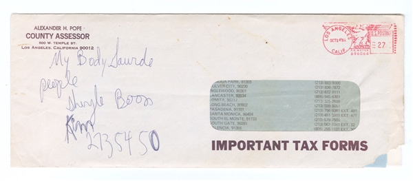 Michael Jackson Hand-Annotated Envelope