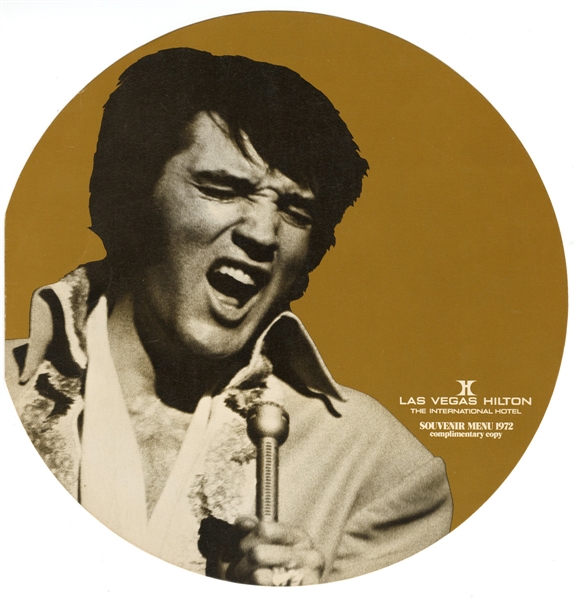 Elvis Presley Original 1972 Las Vegas Hilton International Hotel Gold Souvenir Menu