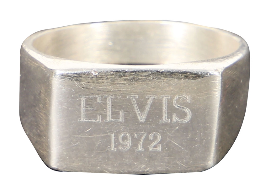 Elvis Presley Owned and Worn Sterling Silver "ELVIS 1972" Ring