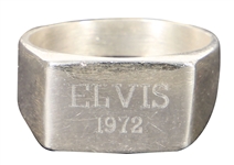 Elvis Presley Owned and Worn Sterling Silver ELVIS 1972 Ring