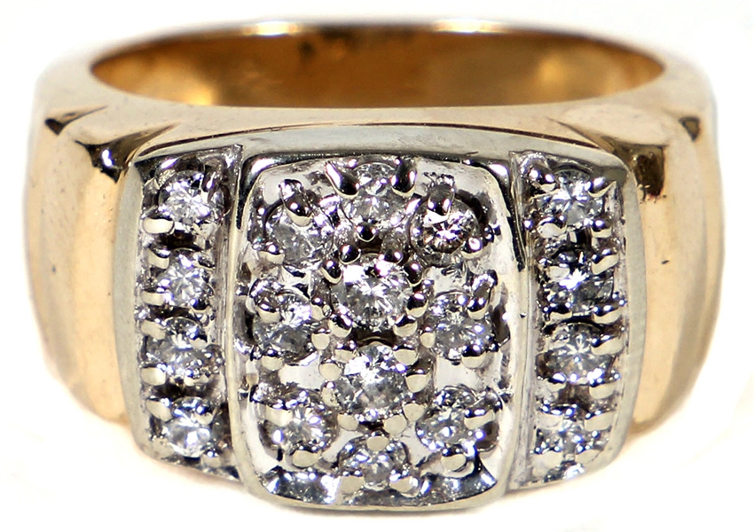 Elvis Presley Owned and Worn 10kt Gold and Diamond Ring (Approx 20 Diamonds)