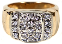 Elvis Presley Owned and Worn 10kt Gold and Diamond Ring (Approx 20 Diamonds)