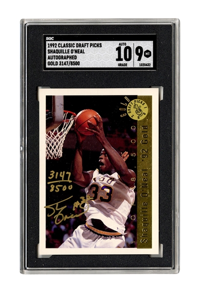 1992 Classic Draft Picks Shaquille O’Neal Autographed Gold (#3147/8500) SGC 9 Auto Grade 10