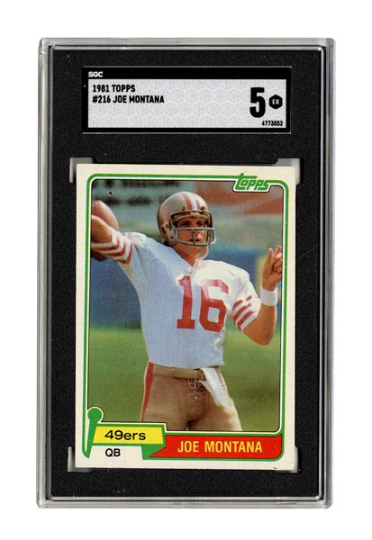 1981 Topps #216 Joe Montana Rookie Card SGC 5