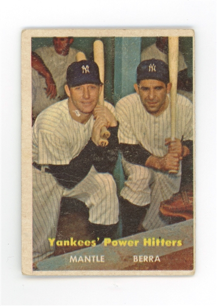 1957 Topps #407 Yankees Power Hitters Mantle/Berra