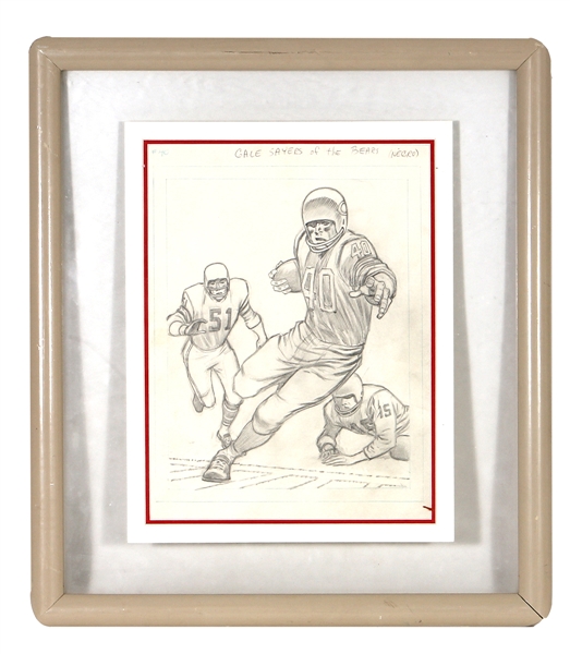 Lot Detail - 1970 Topps Football Original Gale Sayers Pencil Sketch ...