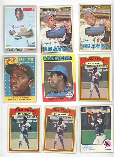 Lot of 21 Topps Hank Aaron Cards