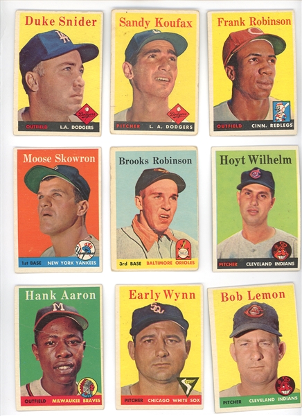 Lot of 20 1958 Topps Baseball Cards