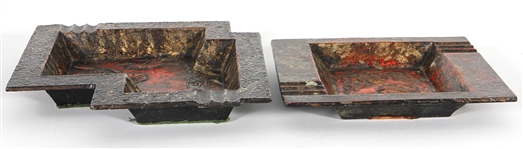 Pair of Elvis Presley Owned Cast Iron Painted Ashtrays From Graceland