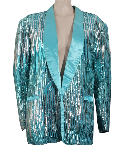 Prince — Susie Davis Stage Worn "Purple Rain" Sequined Teal Blazer