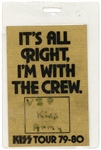 KISS Dynasty Concert Tour 1979 - 1980 I'm With The Crew VIP Kiss Army I.D. Badge Backstage Laminate Pass