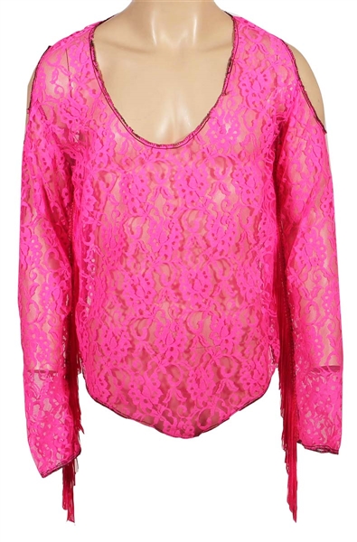 KISS Vinnie Vincent Invasion “Boyz Are Gonna Rock” Music Video Worn Neon Pink Fringed Shirt 1986