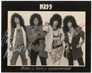 KISS 1985 Asylum Era 8 x 10 Promo Photo Signed By Band -- Eric Carr Gene Simmons Paul Stanley Bruce Kulick