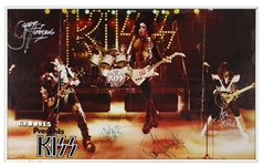 KISS Love 'Em and Leave 'Em Grooves Magazine Insert Poster Signed by Gene Simmons Ace Frehley Paul Stanley Peter Criss Vintage Autographs